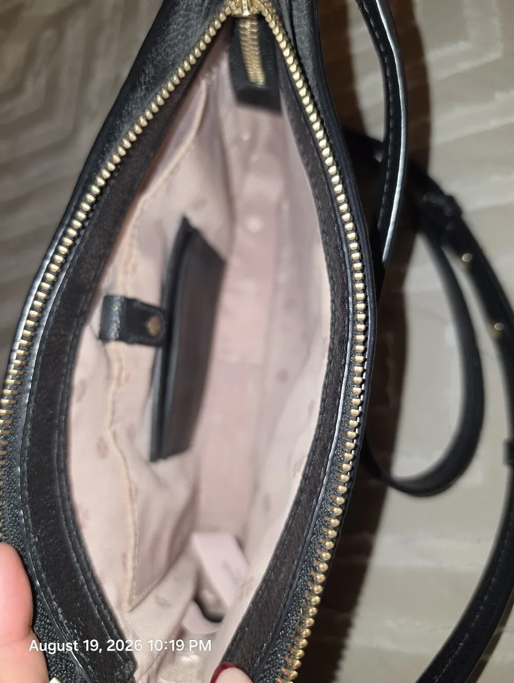 kate spade Black Pebbled Leather Crossbody with Gold Hardware
